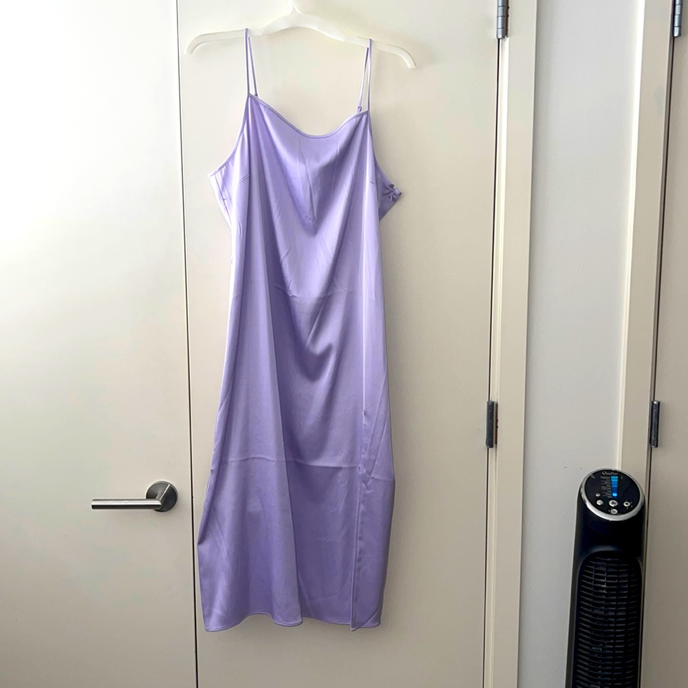 BP + Wildfang Lavender Satin Slip Dress